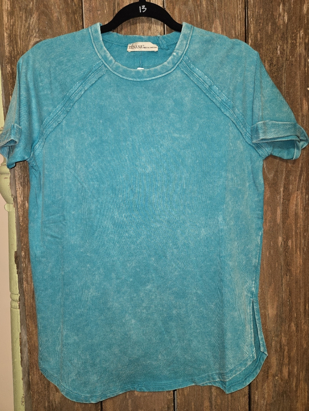 Zenana Outfitters Aqua Mineral-Wash Short Sleeve Crewneck Tee